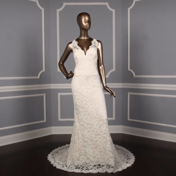 Liancarlo Bridal 6851 Ivory Lace Sleeveless Wedding Dress V Neckline Gown 10